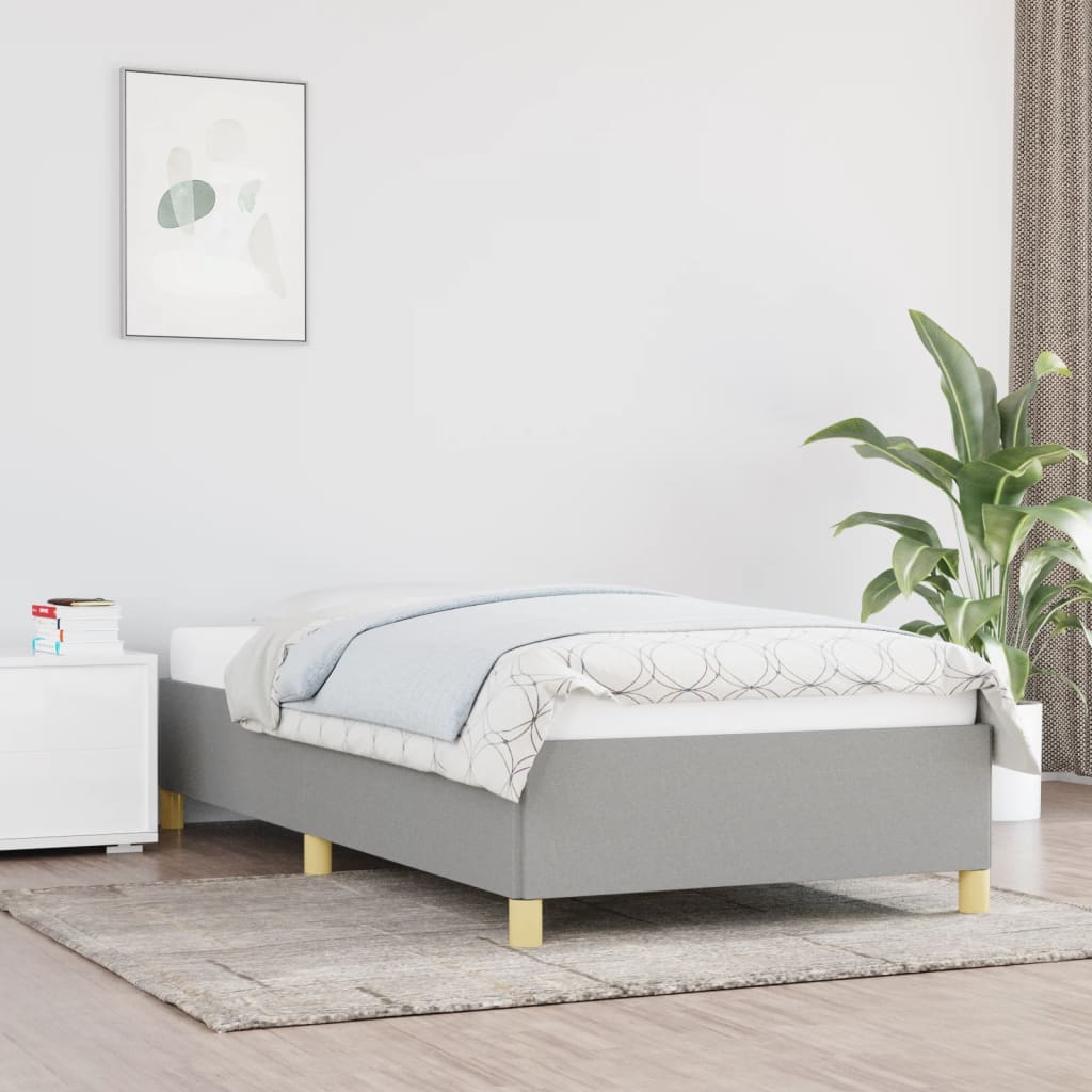 Bed Frame Light Grey 90x190cm 3FT Single Fabric - Discount Dealers
