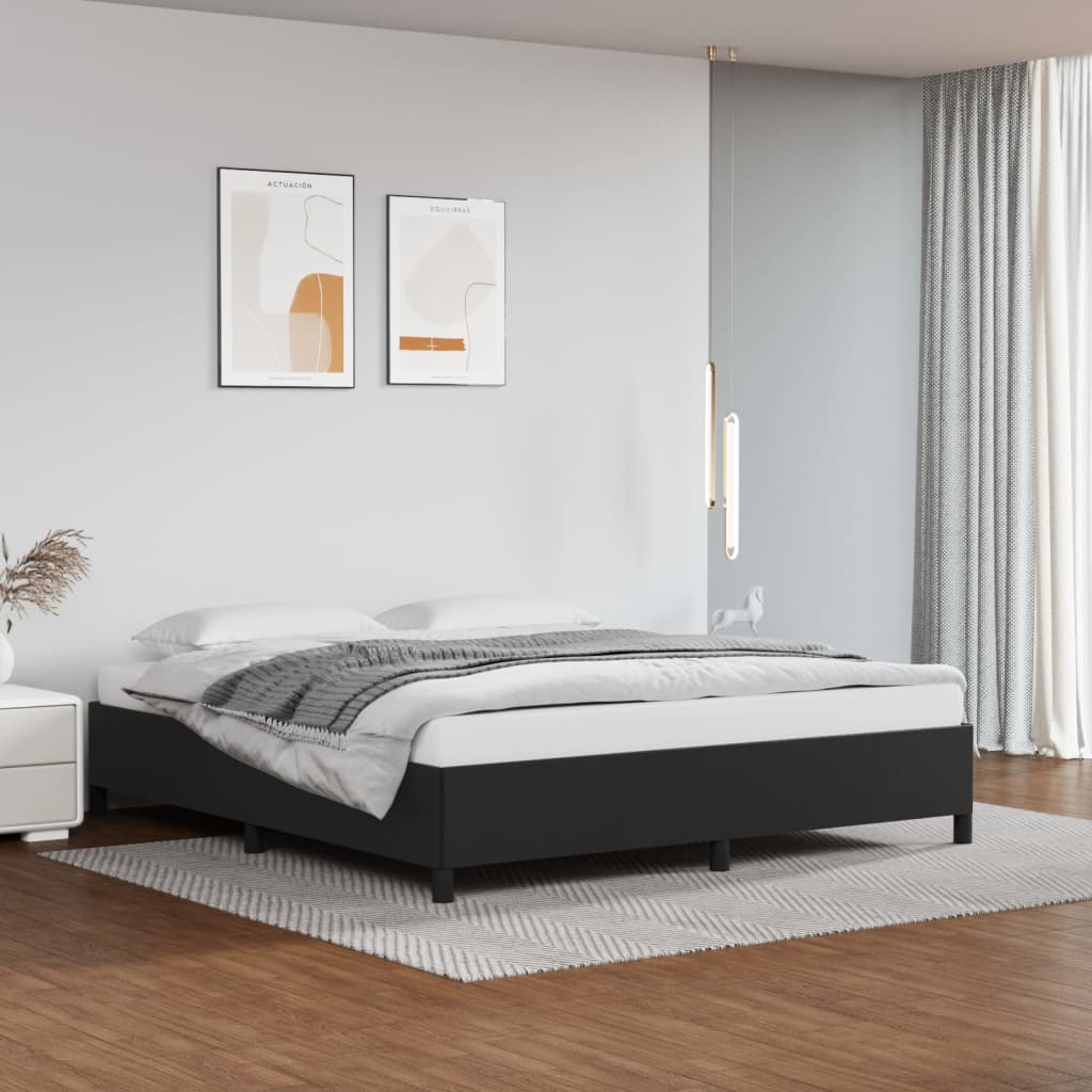 Bed Frame Black 180x200cm 6FT Super King Faux Leather - Decor Base