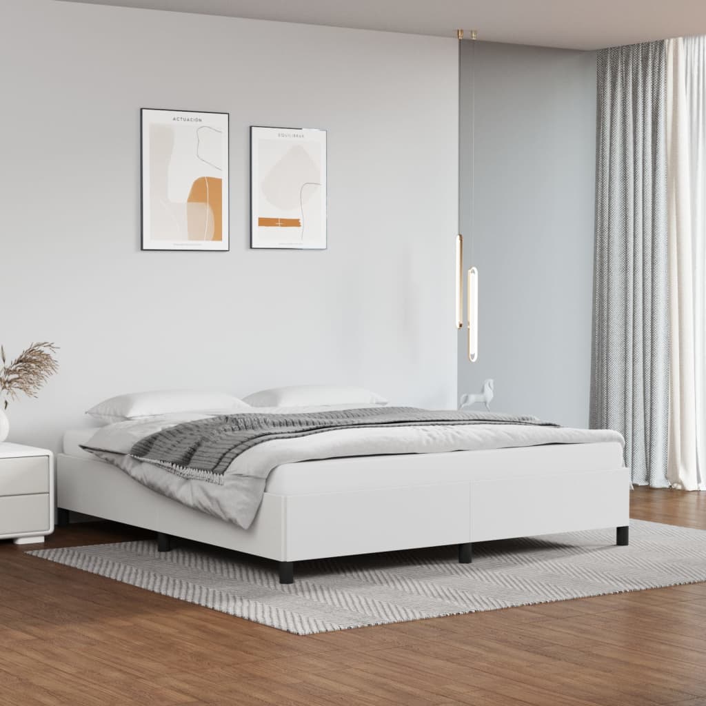 Bed Frame White 180x200 cm Super King Faux Leather - Merkel Designers