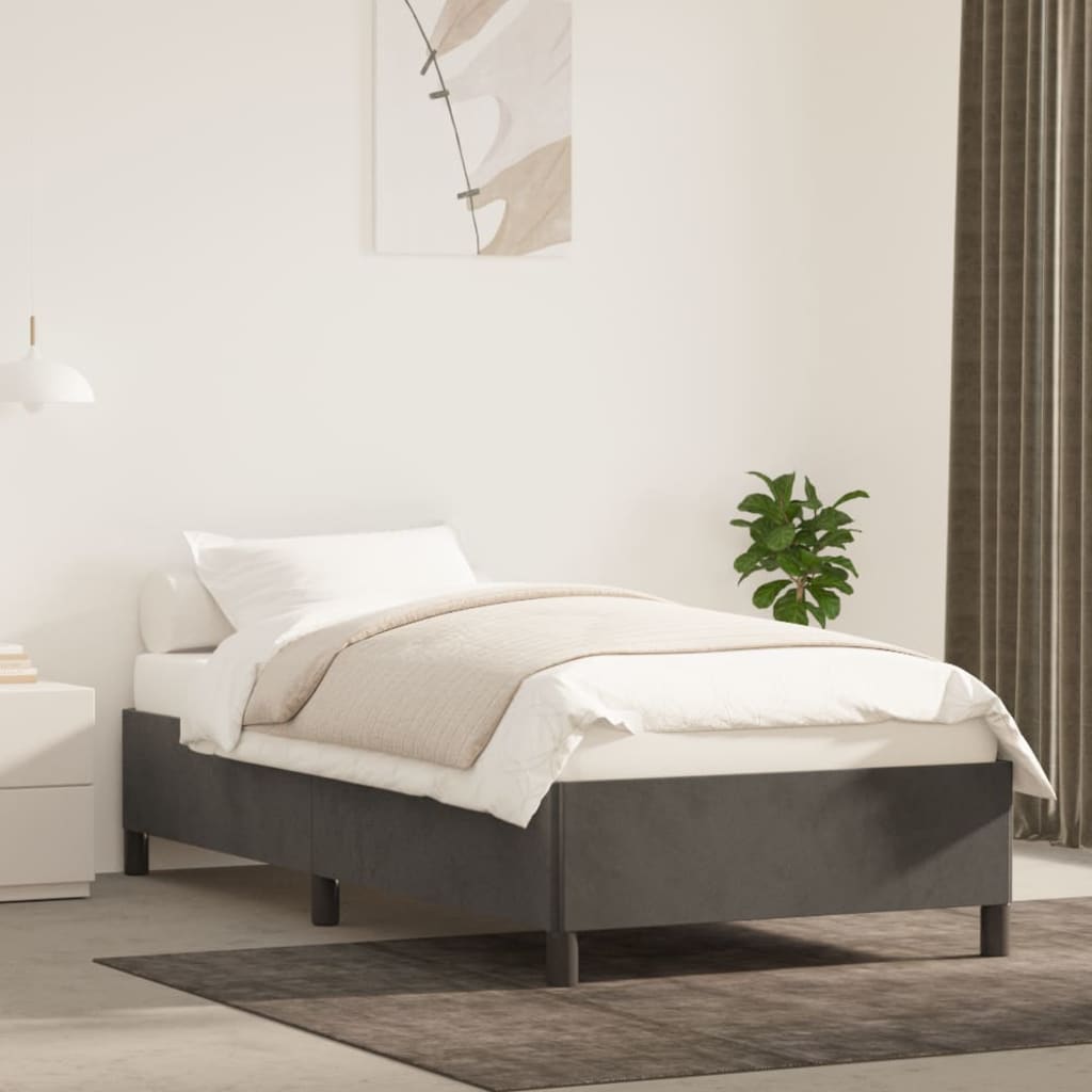 Bed Frame Dark Grey 90x190 cm Single Velvet - Millennium Furniture
