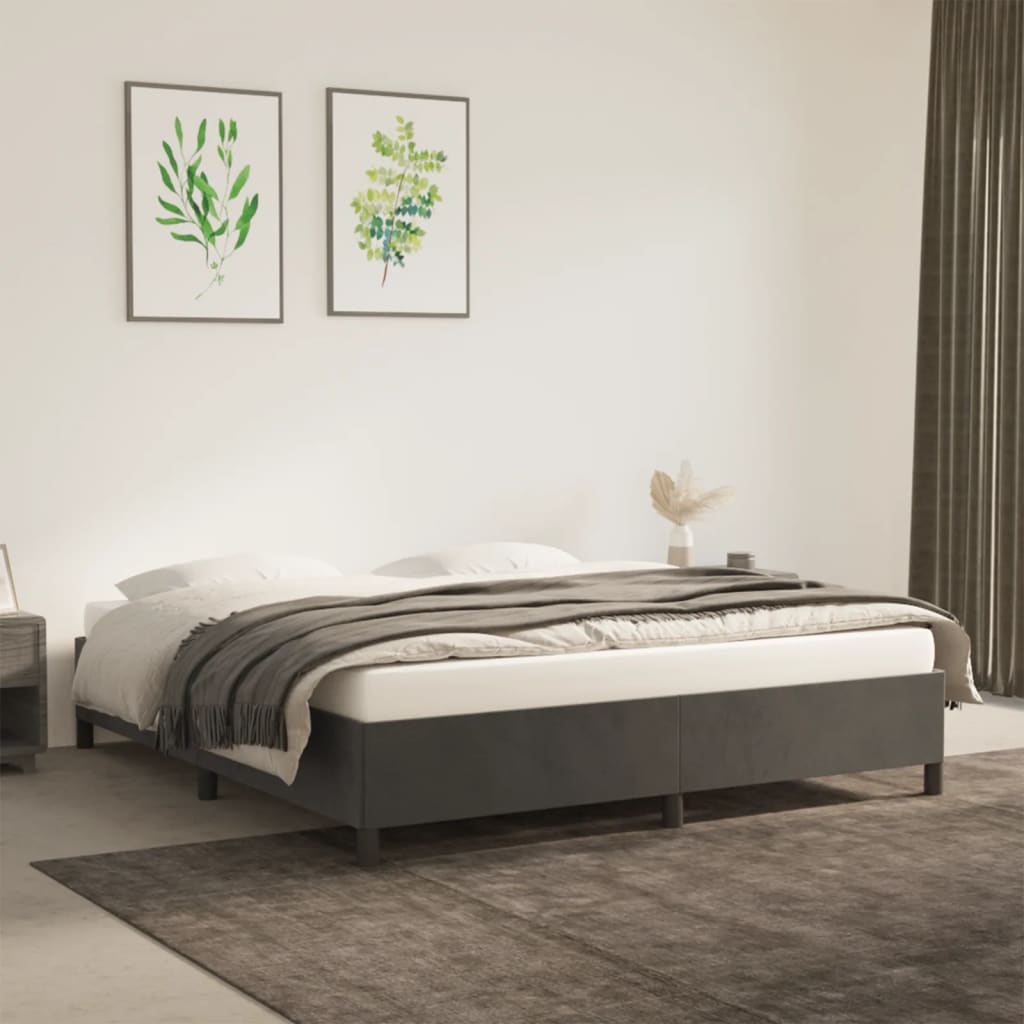 Bed Frame Dark Grey 180x200cm 6FT Super King Velvet - Unbeatable Bargains