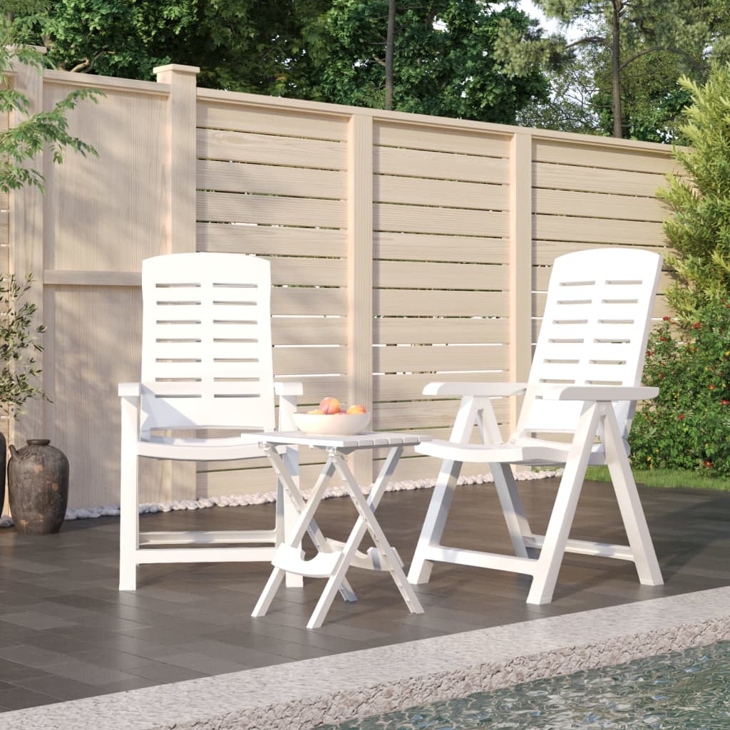 3 Piece Garden Dining Set White Polypropylene - Millennium Furniture