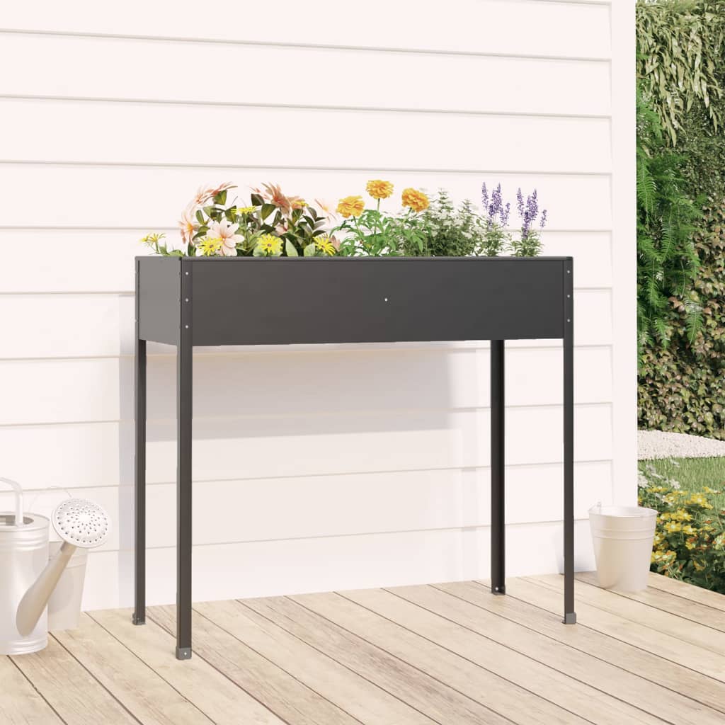 Garden Planter Anthracite 100.5x40.5x90 cm Galvanised Steel - Unbeatable Bargains