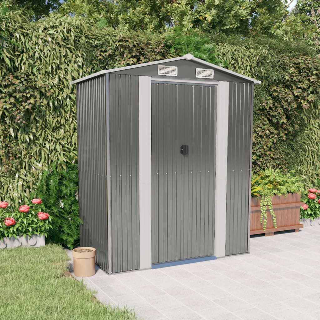 Garden Shed Light Grey 192x108x223 cm Galvanised Steel - Merkel Designers