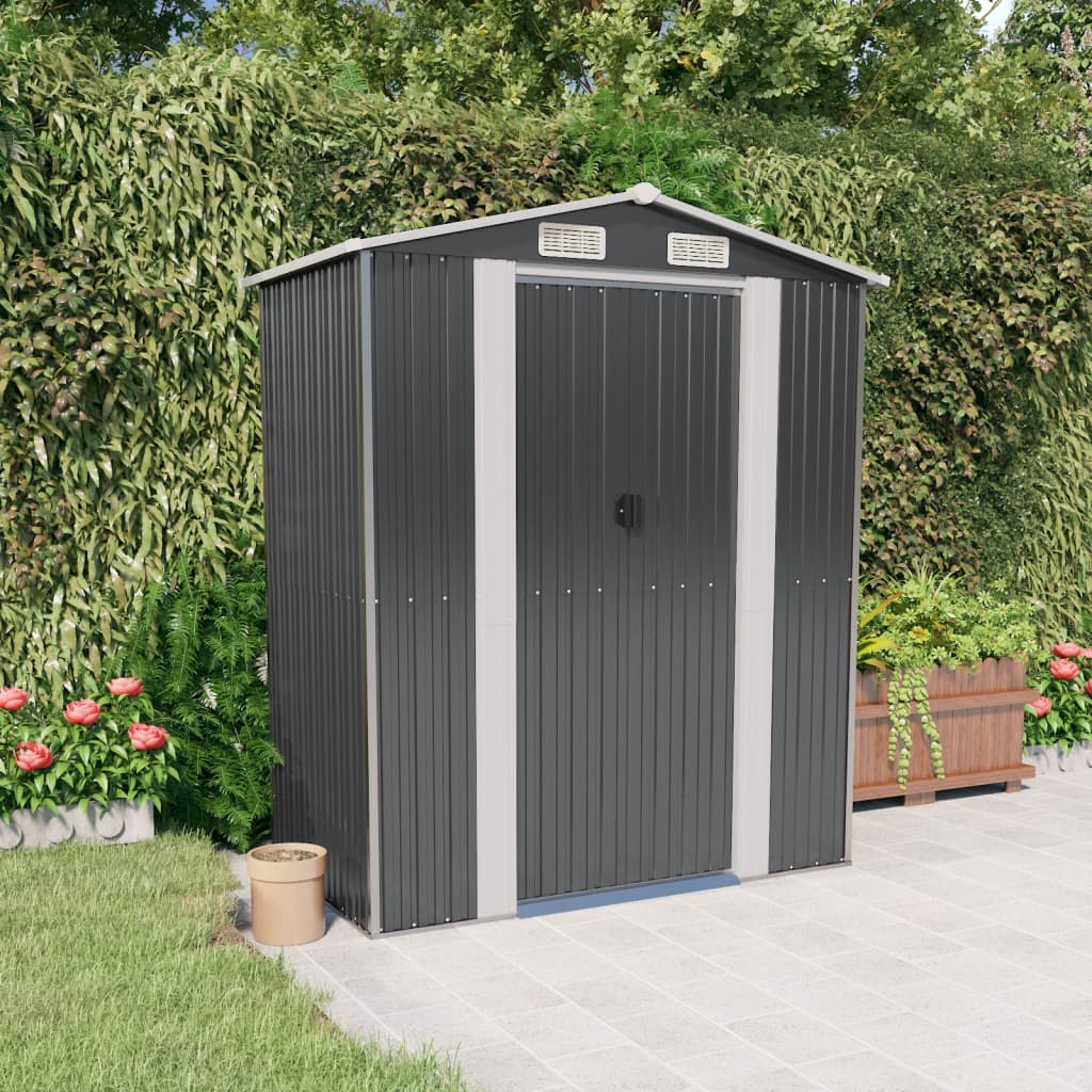 Garden Shed Anthracite 192x108x223 cm Galvanised Steel - All Things Good