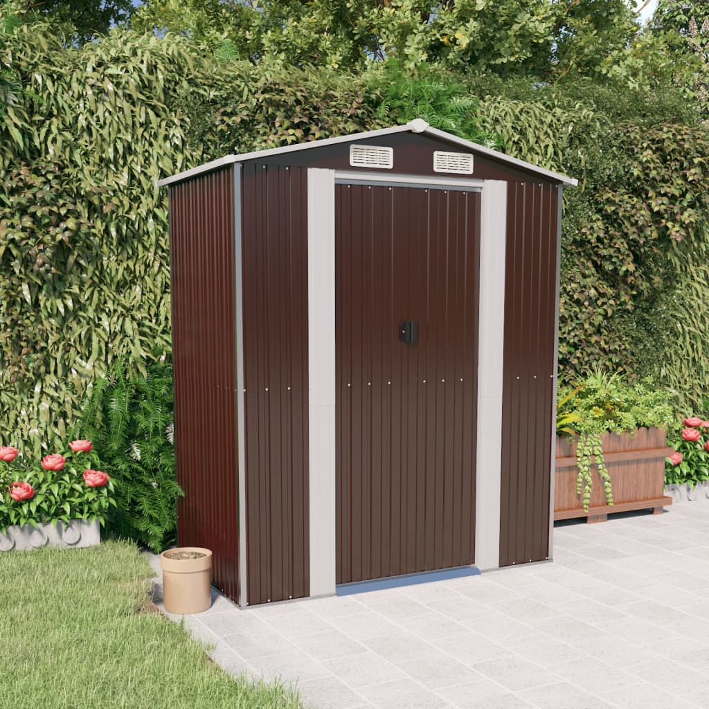Garden Shed Dark Brown 192x108x223 cm Galvanised Steel - Millennium Furniture