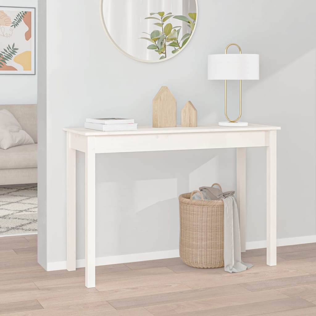 Console Table White 110x40x75 cm Solid Wood Pine - Sid & Sam