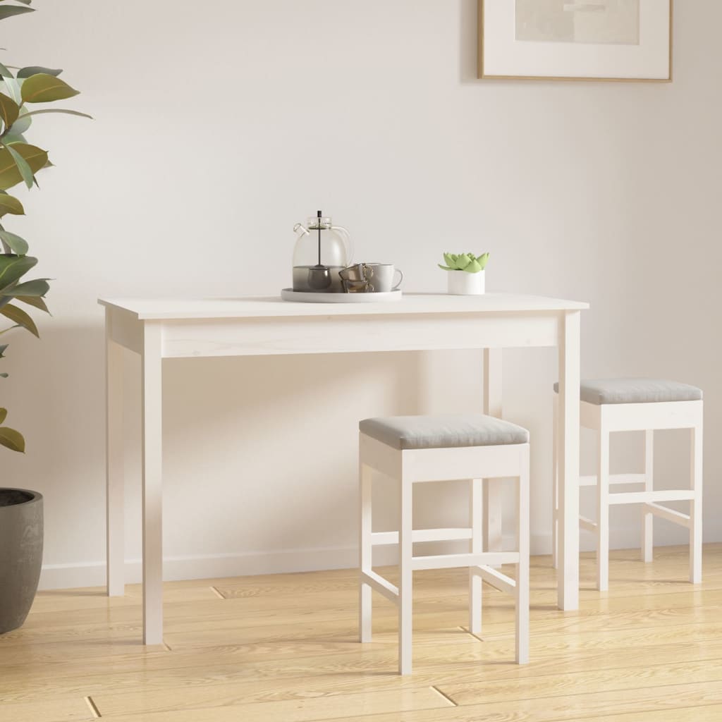 Dining Table White 110x55x75 cm Solid Wood Pine - Casper Homes