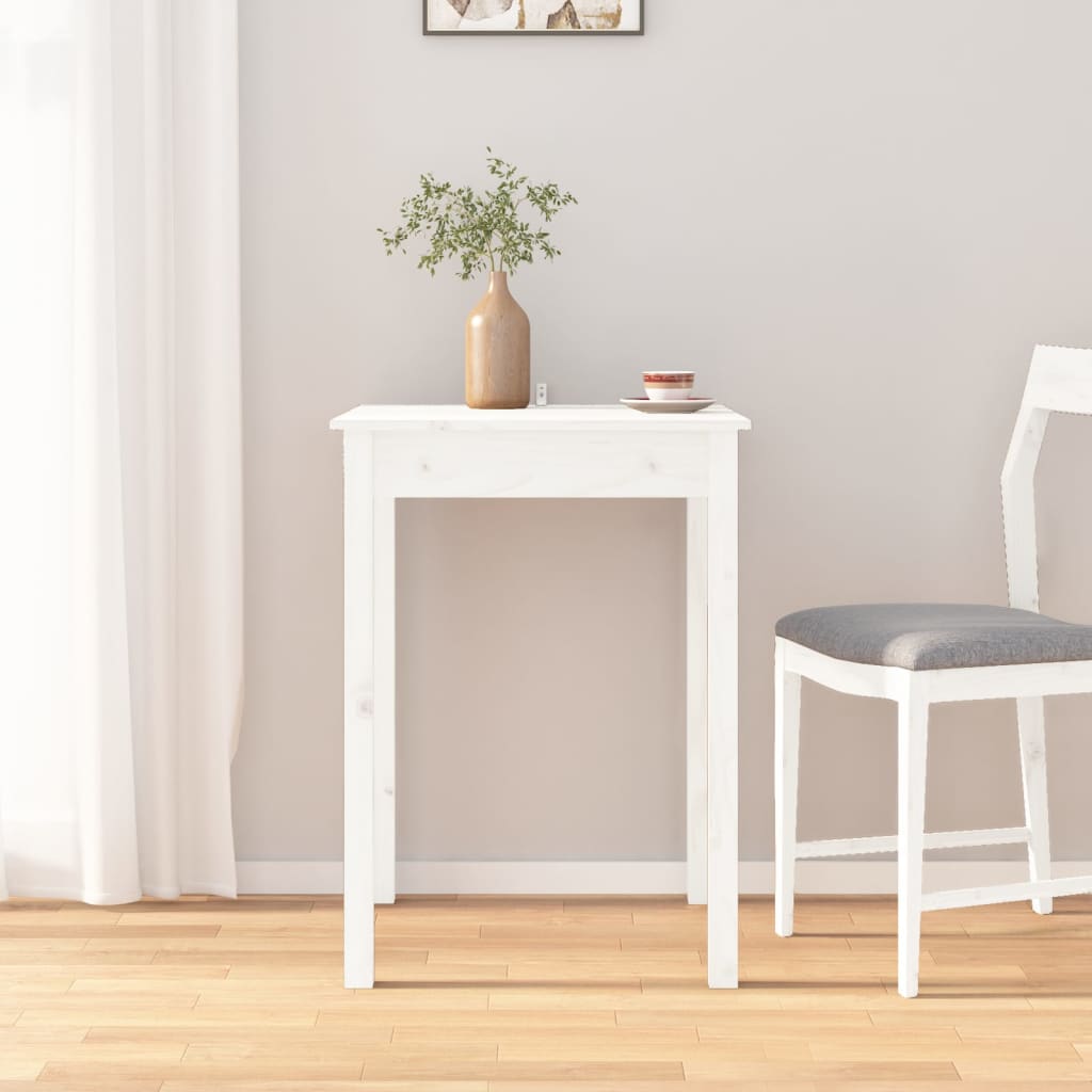 Dining Table White 55x55x75 cm Solid Wood Pine - Decor Base