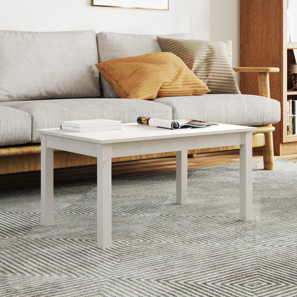 Coffee Table White 80x50x40 cm Solid Wood Pine - Unbeatable Bargains