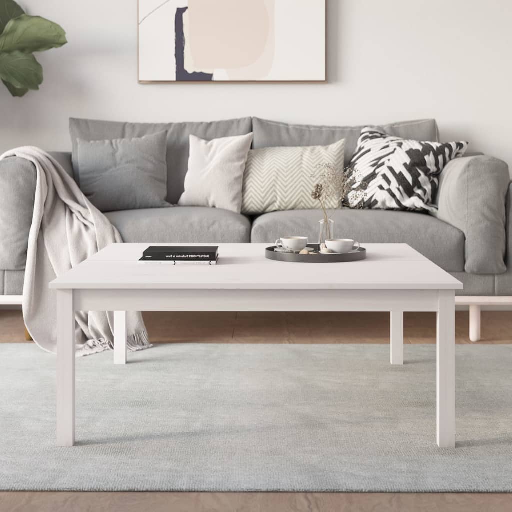 Coffee Table White 100x100x40 cm Solid Wood Pine - R and M Furniture