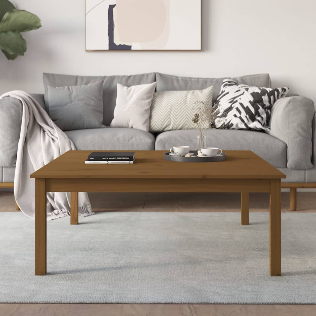 Coffee Table Honey Brown 100x100x40 cm Solid Wood Pine - Design Hut