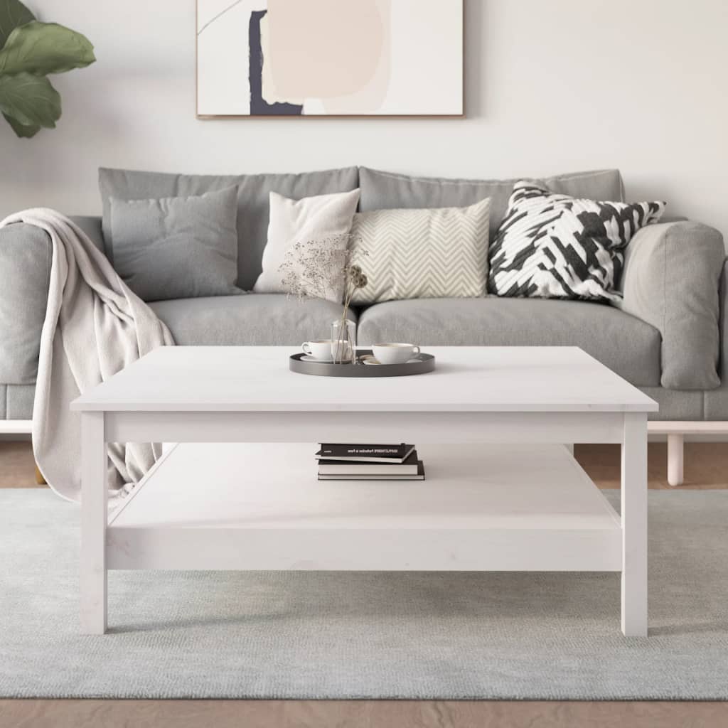 Coffee Table White 100x100x40 cm Solid Wood Pine - Brittle & Co