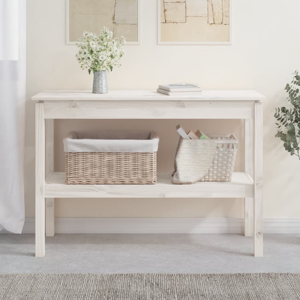 Console Table White 110x40x75 cm Solid Wood Pine - Millennium Furniture