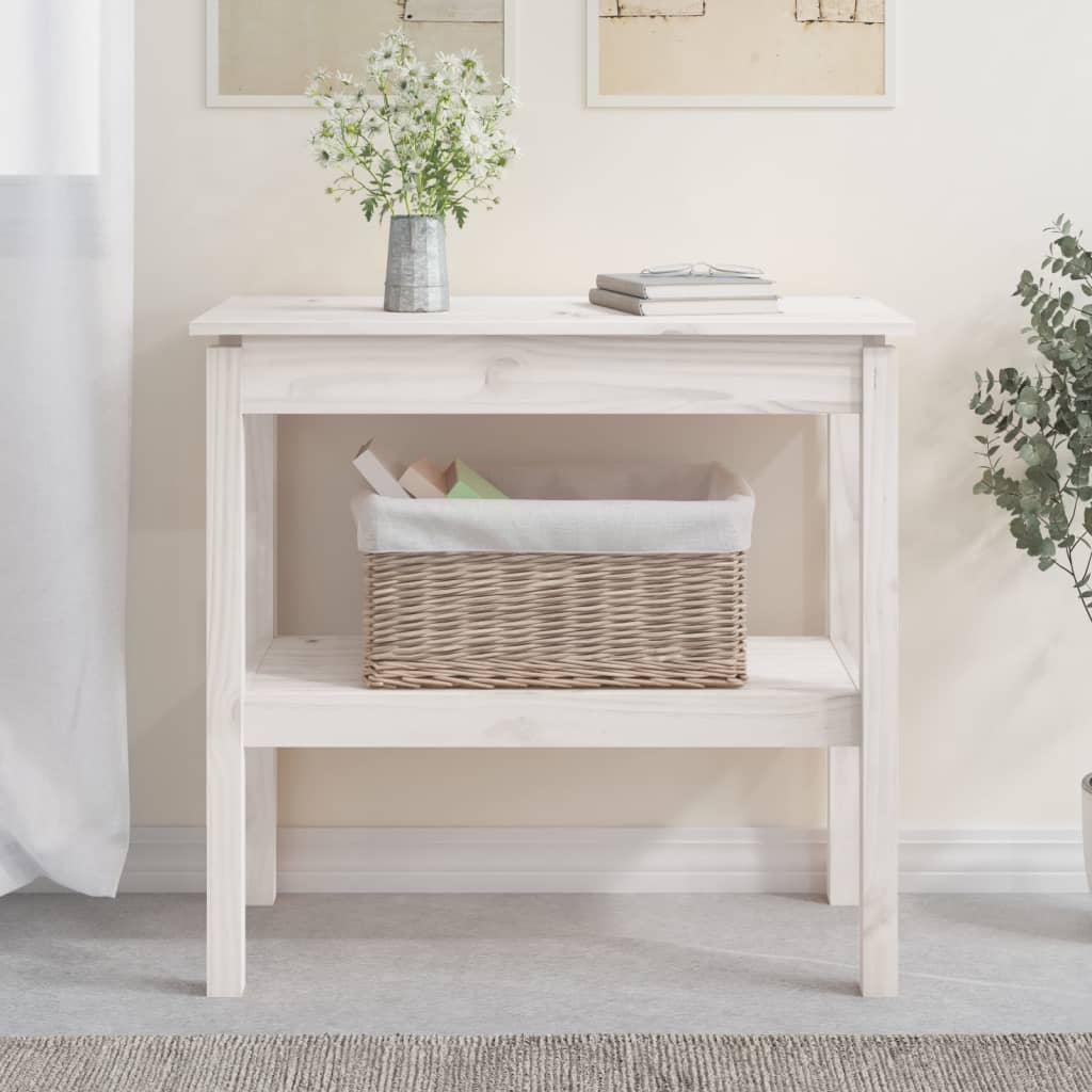 Console Table White 80x40x75 cm Solid Wood Pine - Sid & Sam