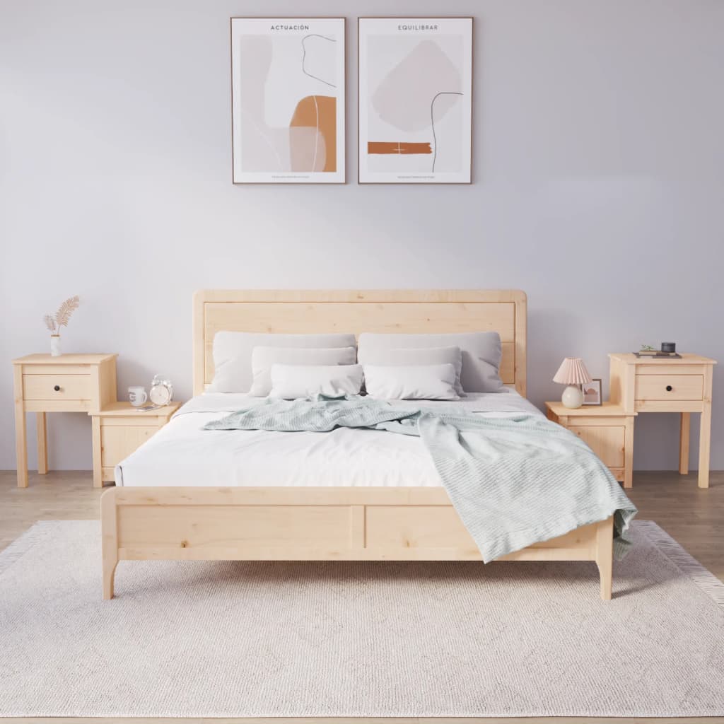 Bedside Table - ABBOTSFORD 2 Piece Nightstand Natural 79.5cm - Design Hut
