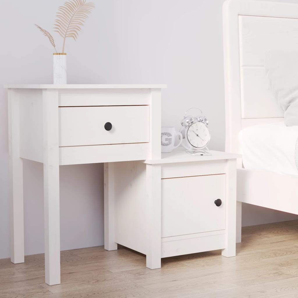 Bedside Table - ABBOTSFORD Nightstand White 79.5cm - All Things Good