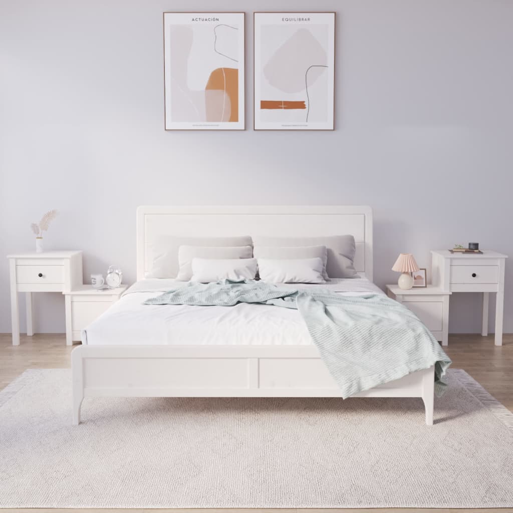 Bedside Table - ABBOTSFORD 2 Piece Nightstand White 79.5cm - Discount Dealers