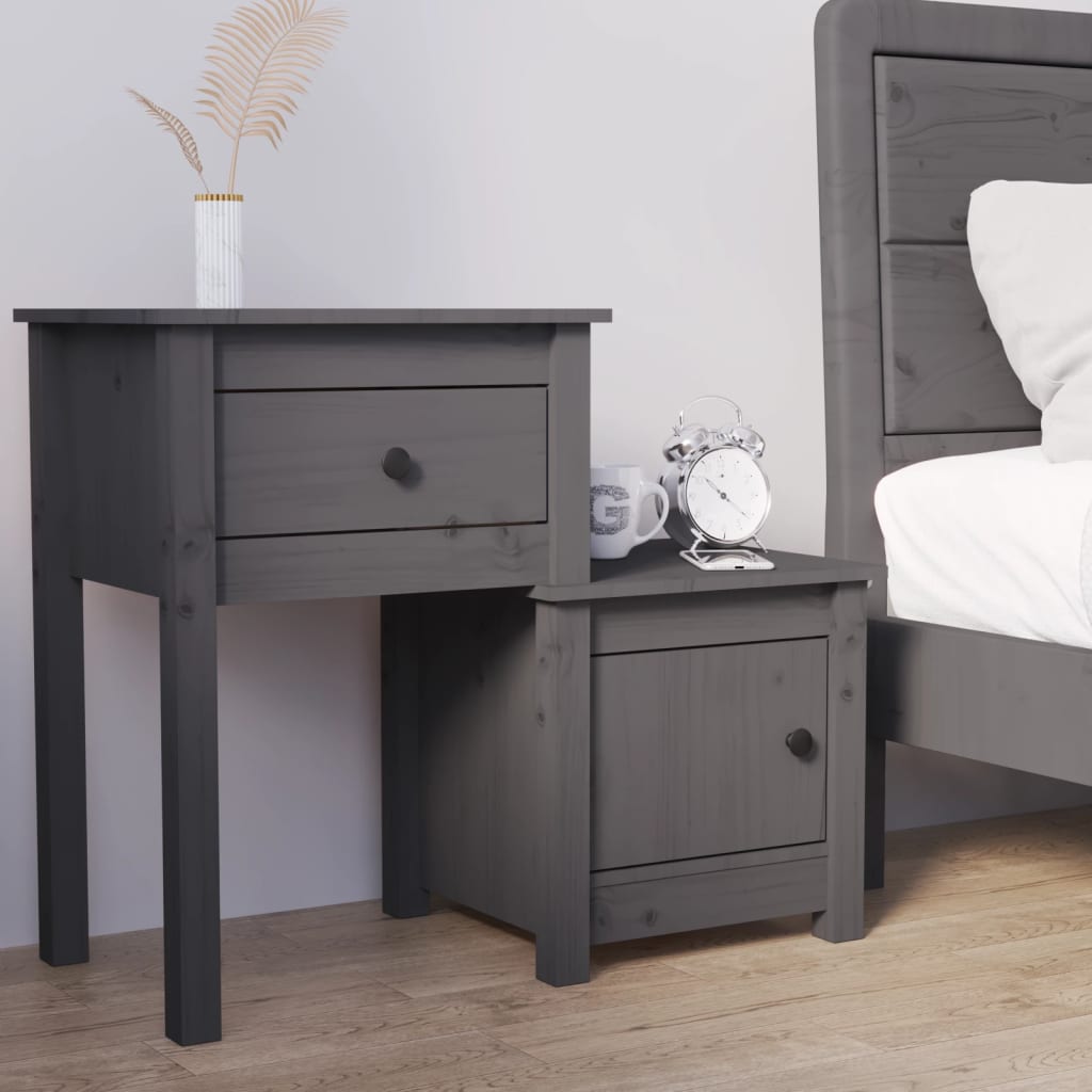 Bedside Table - ABBOTSFORD Nightstand Grey 79.5cm - Millennium Furniture