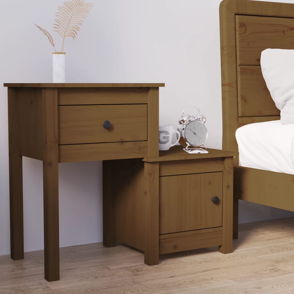 Bedside Table - ABBOTSFORD Nightstand Honey Brown 79.5cm - Decor Base