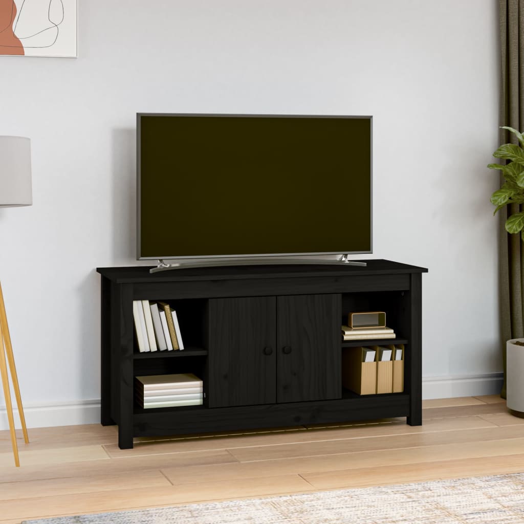 TV Cabinet Black 103x36,5x52 cm Solid Wood Pine - Merkel Designers
