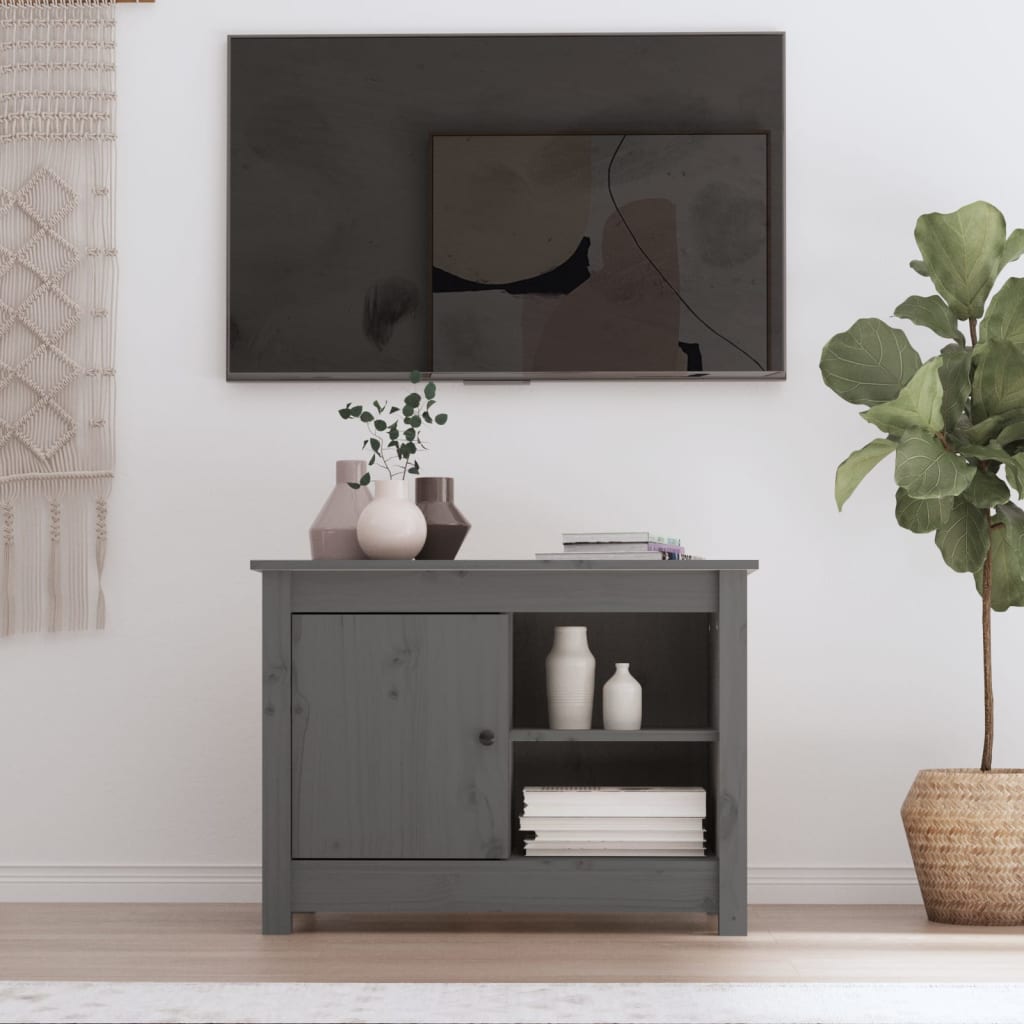 TV Cabinet Grey 70x36.5x52 cm Solid Wood Pine - Millennium Furniture