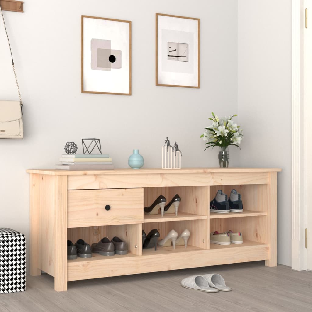 Shoe Cabinet 110x38x45.5 cm Solid Wood Pine - Casper Homes