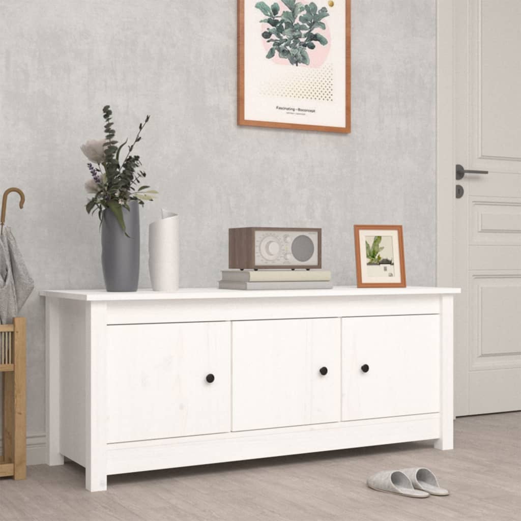 Shoe Cabinet White 110x38x45.5 cm Solid Wood Pine - Unbeatable Bargains