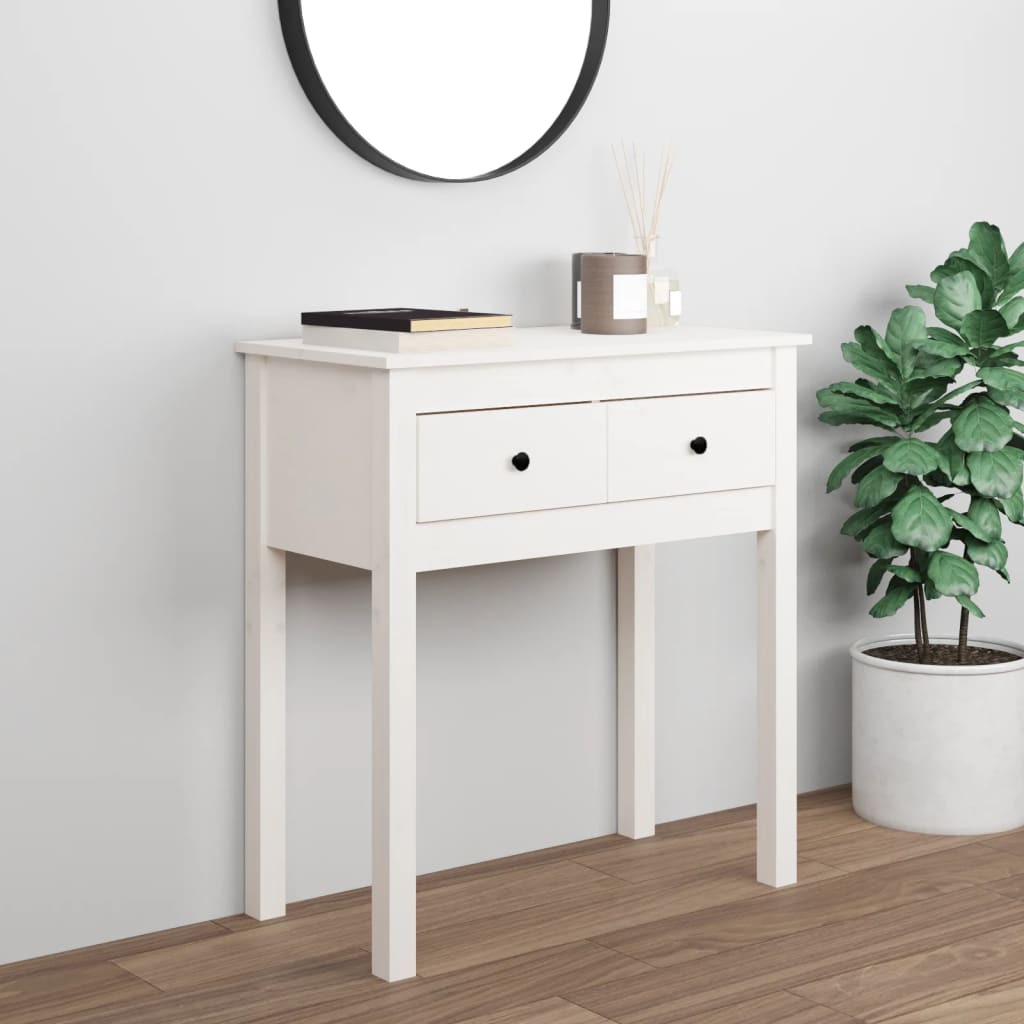 Console Table White 70x35x75cm Solid Wood Pine - Sid & Sam