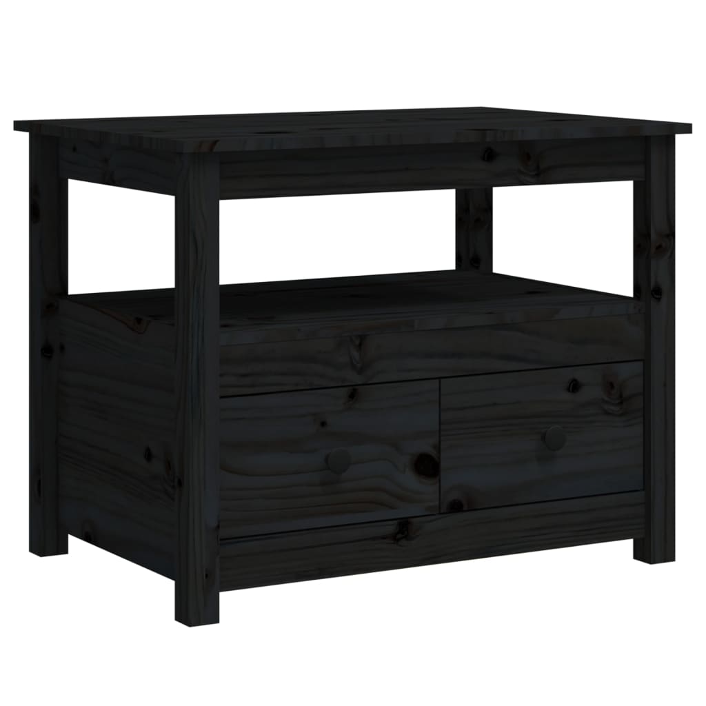 Coffee Table Black 71x49x55 cm Solid Wood Pine - The Home Maker