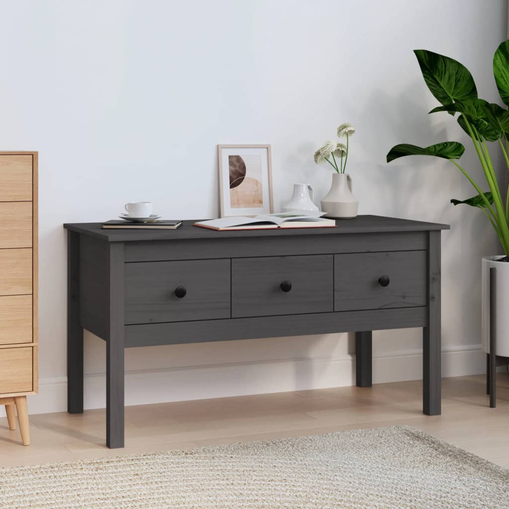 Coffee Table Grey 102x49x55 cm Solid Wood Pine - Merlin Deals