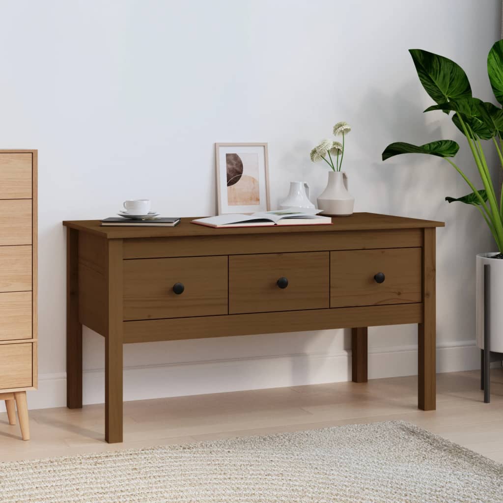 Coffee Table Honey Brown 102x49x55 cm Solid Wood Pine - All Things Good