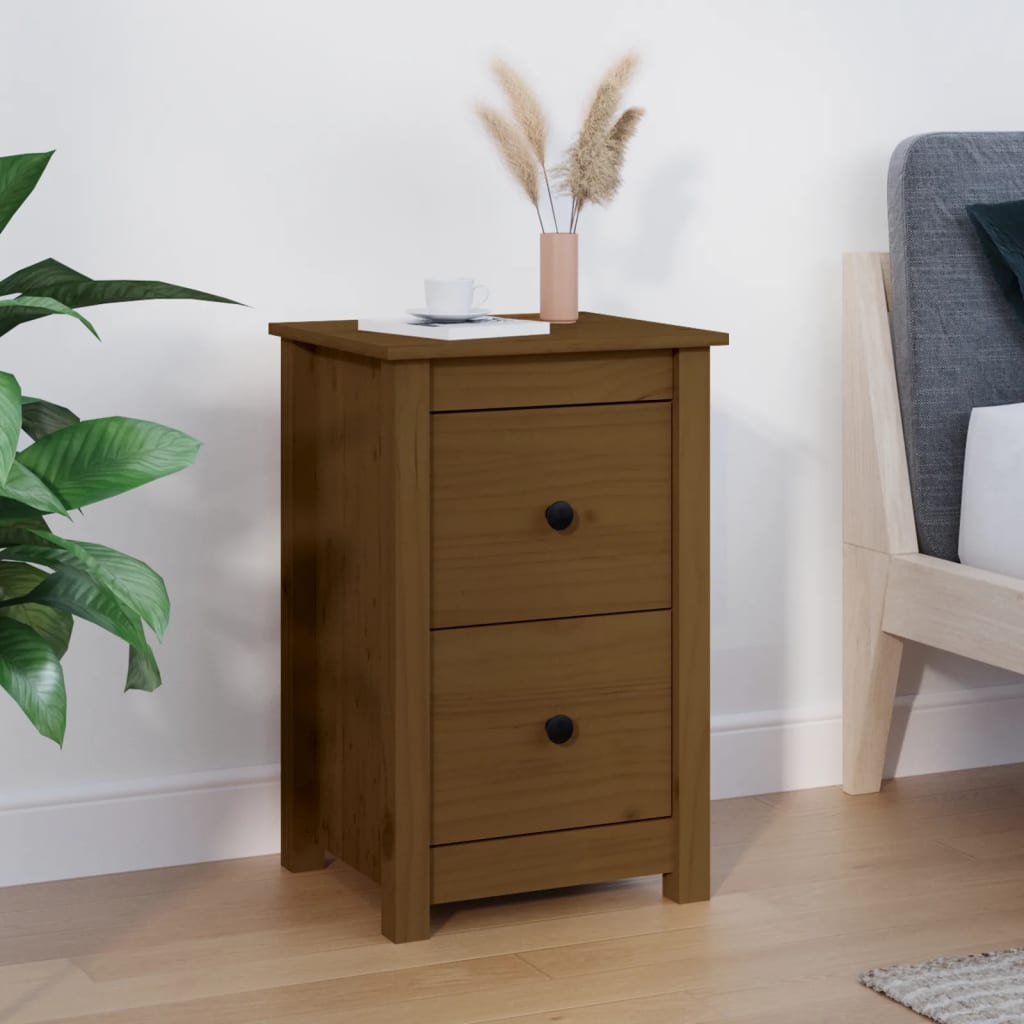 Bedside Table - NORMAN Jay Nightstand Honey Brown 40cm - R and M Furniture