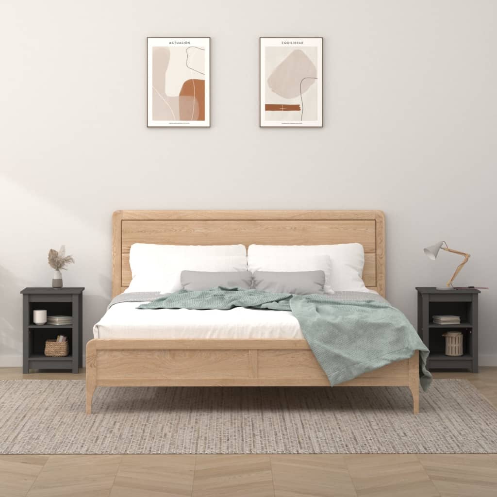 Bedside Table - ORISTANO 2 Piece Nightstand Grey 40cm - Tyrell & Tyrell