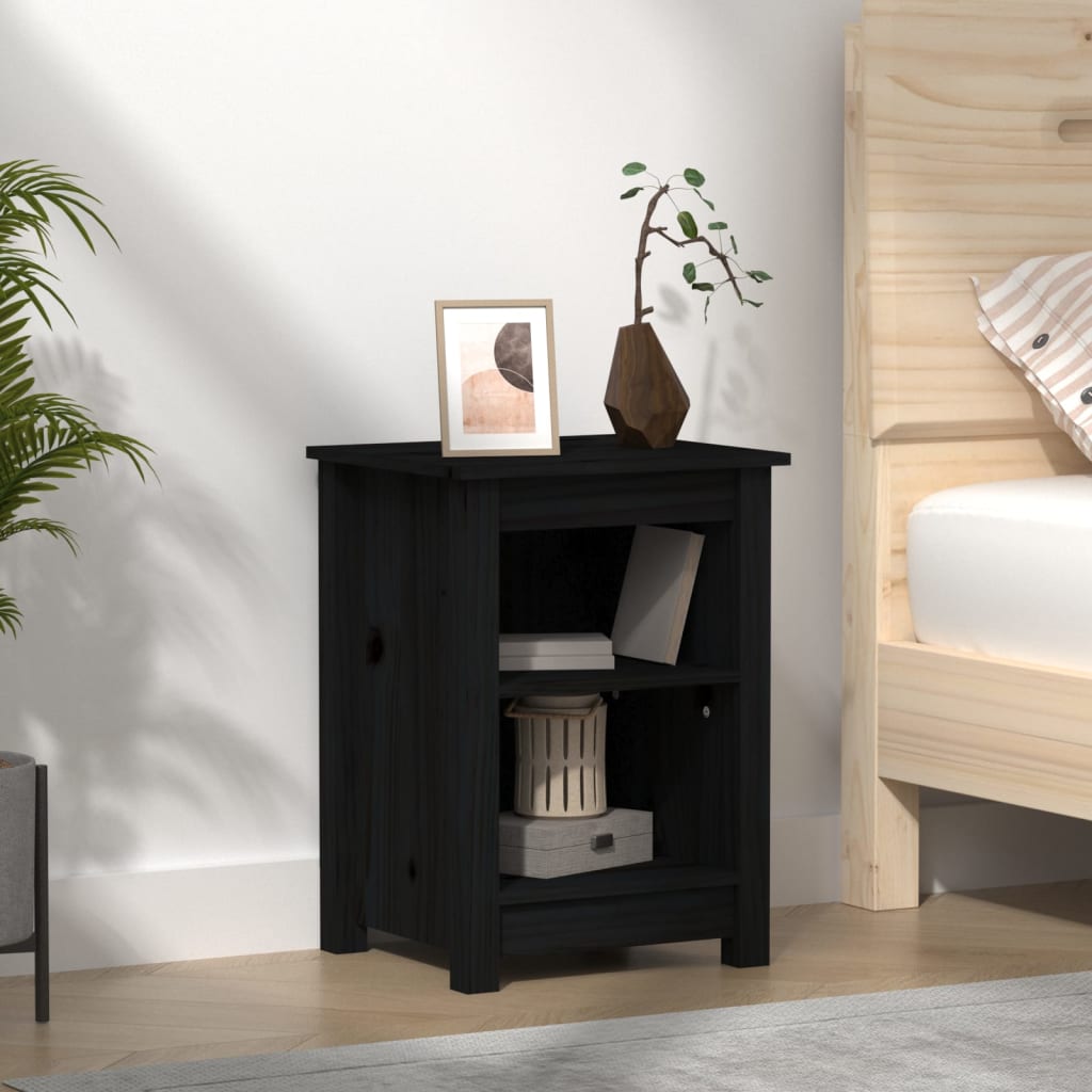 Bedside Table - ORISTANO Nightstand Black 40cm - Design Hut