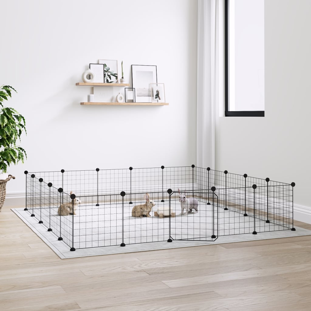 20-Panel Pet Cage with Door Black 35x35 cm Steel - Style and Chic