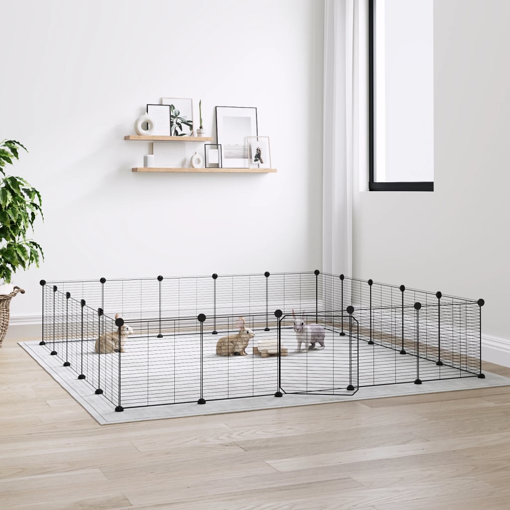 20-Panel Pet Cage with Door Black 35x35 cm Steel - Style and Chic