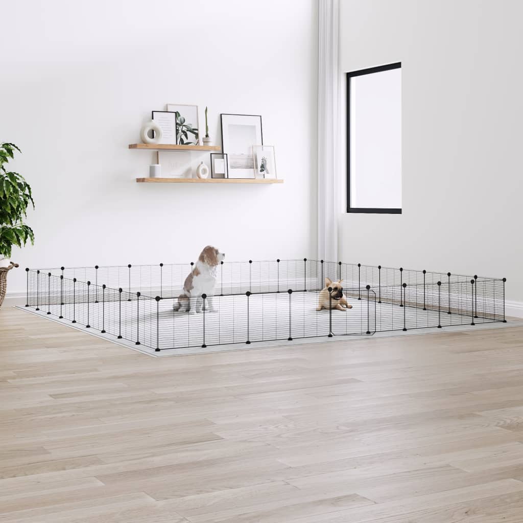 36-Panel Pet Cage with Door Black 35x35 cm Steel - Style and Chic