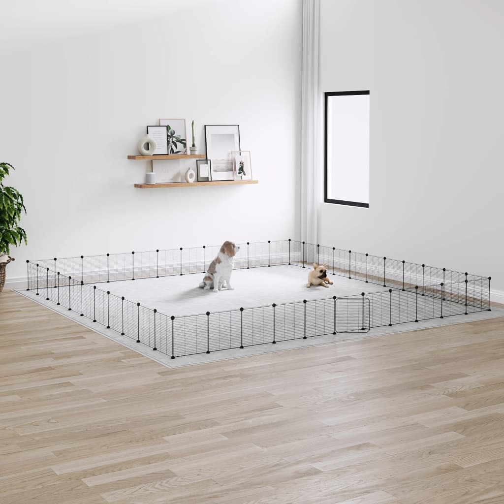 44-Panel Pet Cage with Door Black 35x35 cm Steel - Merkel Designers