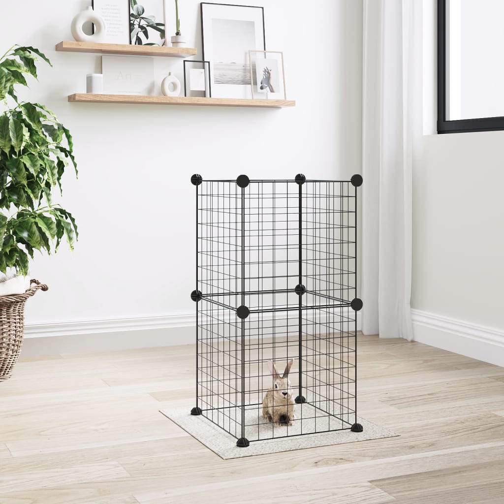 8-Panel Pet Cage Black 35x35 cm Steel - Style and Chic