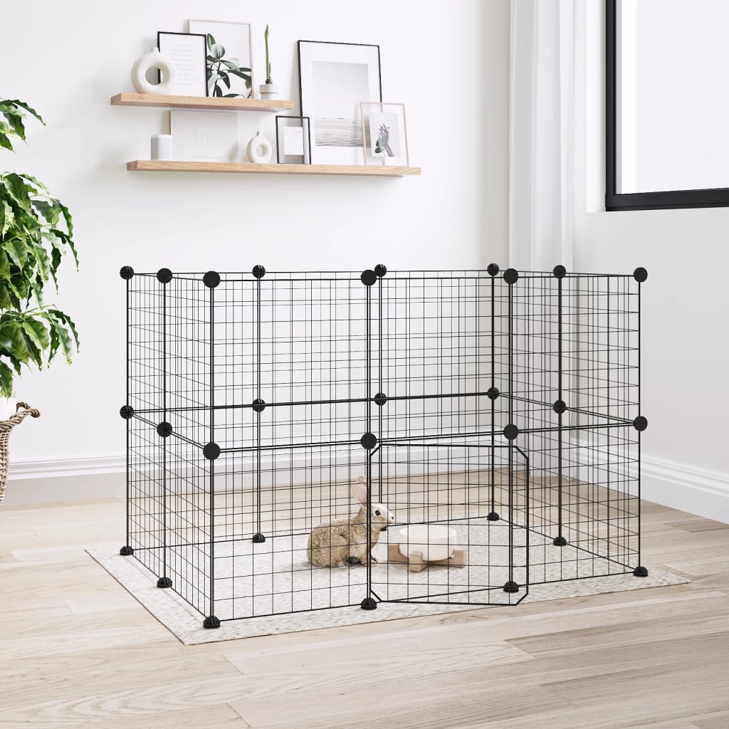 20-Panel Pet Cage with Door Black 35x35 cm Steel - Merkel Designers