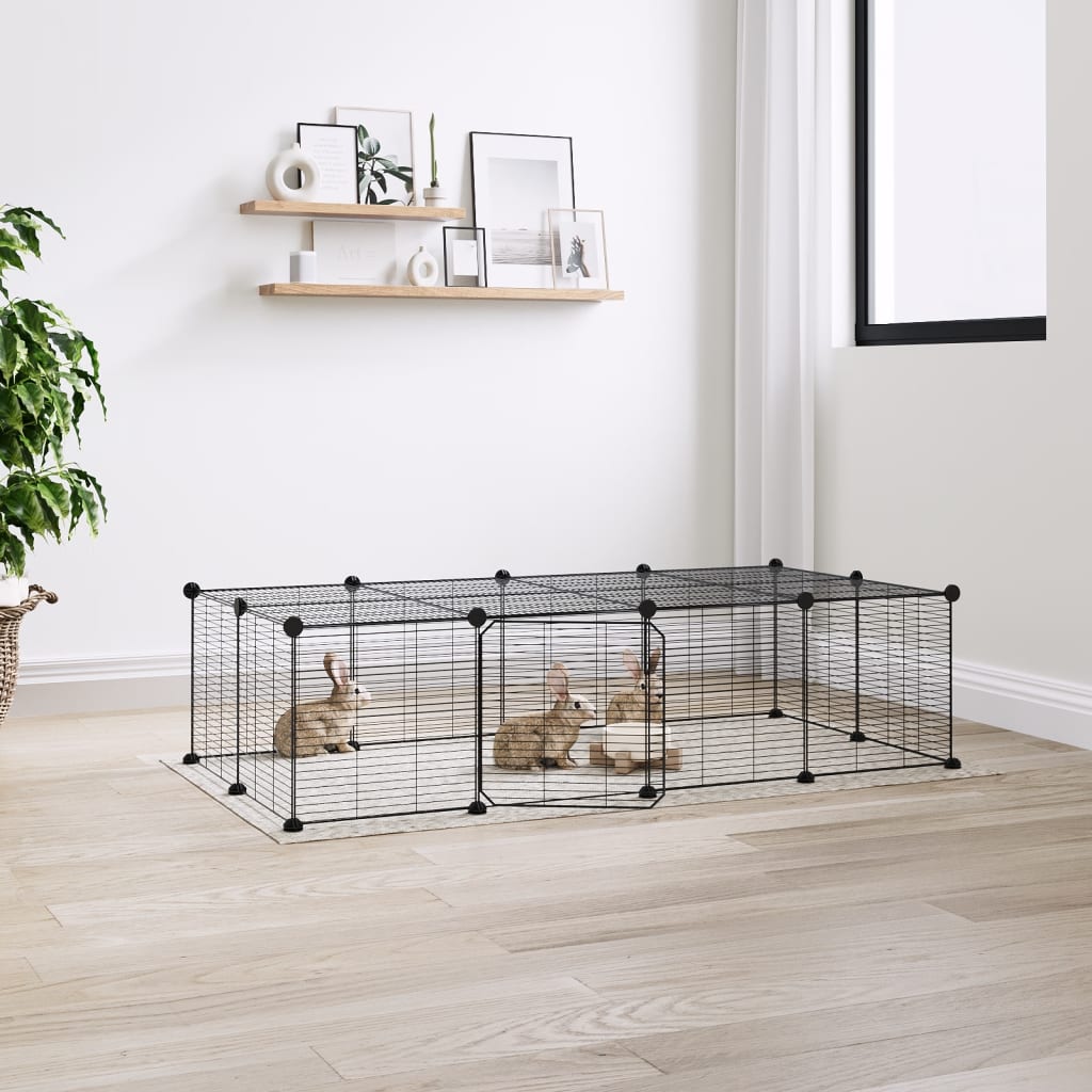 20-Panel Pet Cage with Door Black 35x35 cm Steel - Unbeatable Bargains