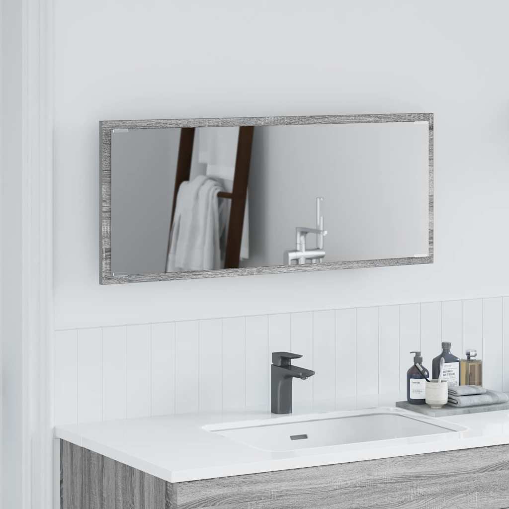 Bathroom Mirror with LED Light Grey Sonoma 90x8,5x37 cm - Style and Chic
