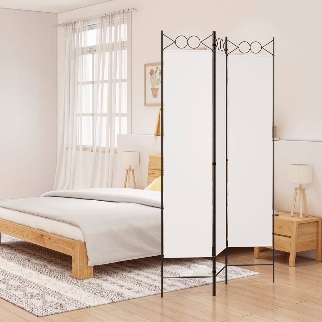 3-Panel Room Divider White 120x200 cm Fabric - Unbeatable Bargains
