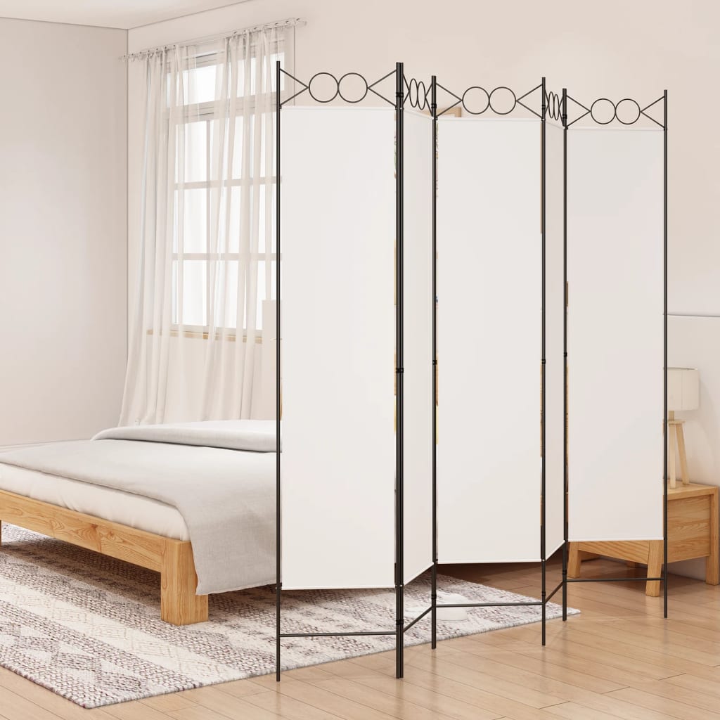 5-Panel Room Divider White 200x200 cm Fabric - Casper Homes