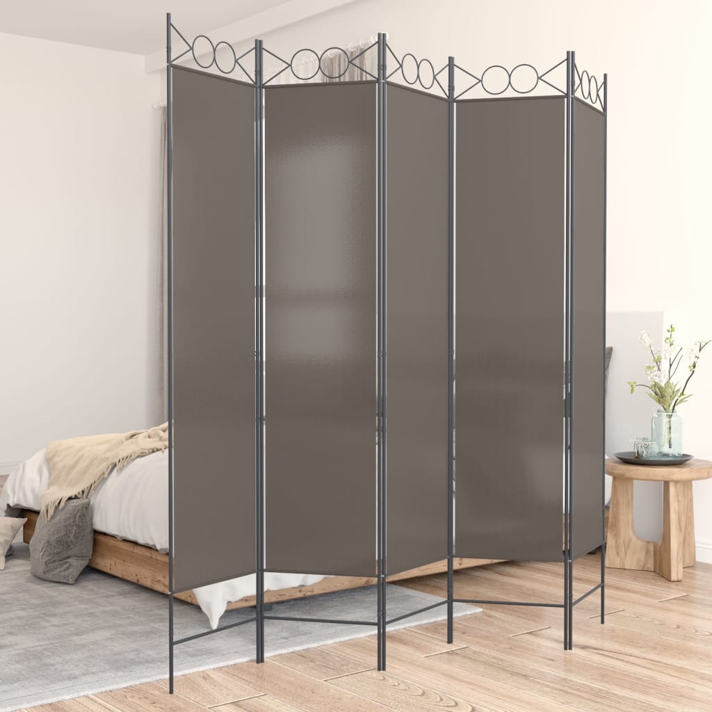5-Panel Room Divider Anthracite 200x200 cm Fabric - Sid & Sam