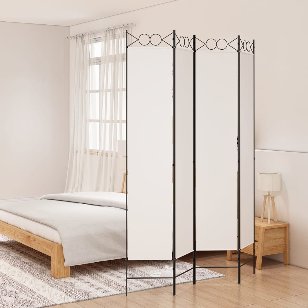 4-Panel Room Divider White 160x220 cm Fabric - Brittle & Co