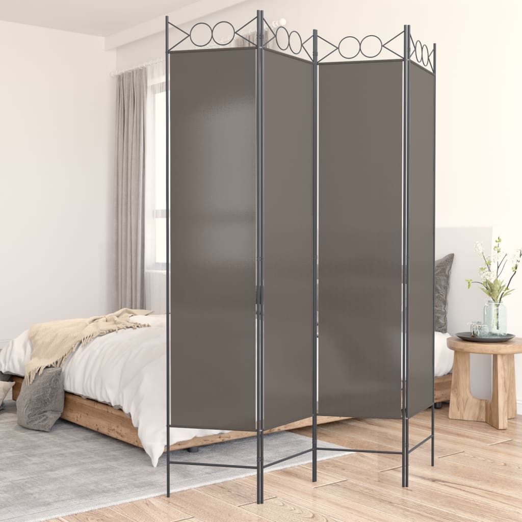 4-Panel Room Divider Anthracite 160x220 cm Fabric - Sid & Sam