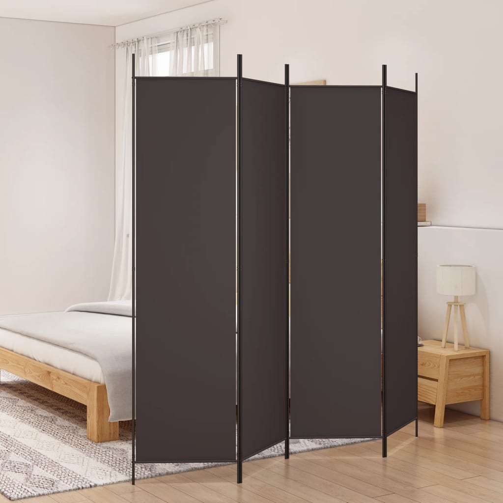4-Panel Room Divider Brown 200x200 cm Fabric - Millennium Furniture