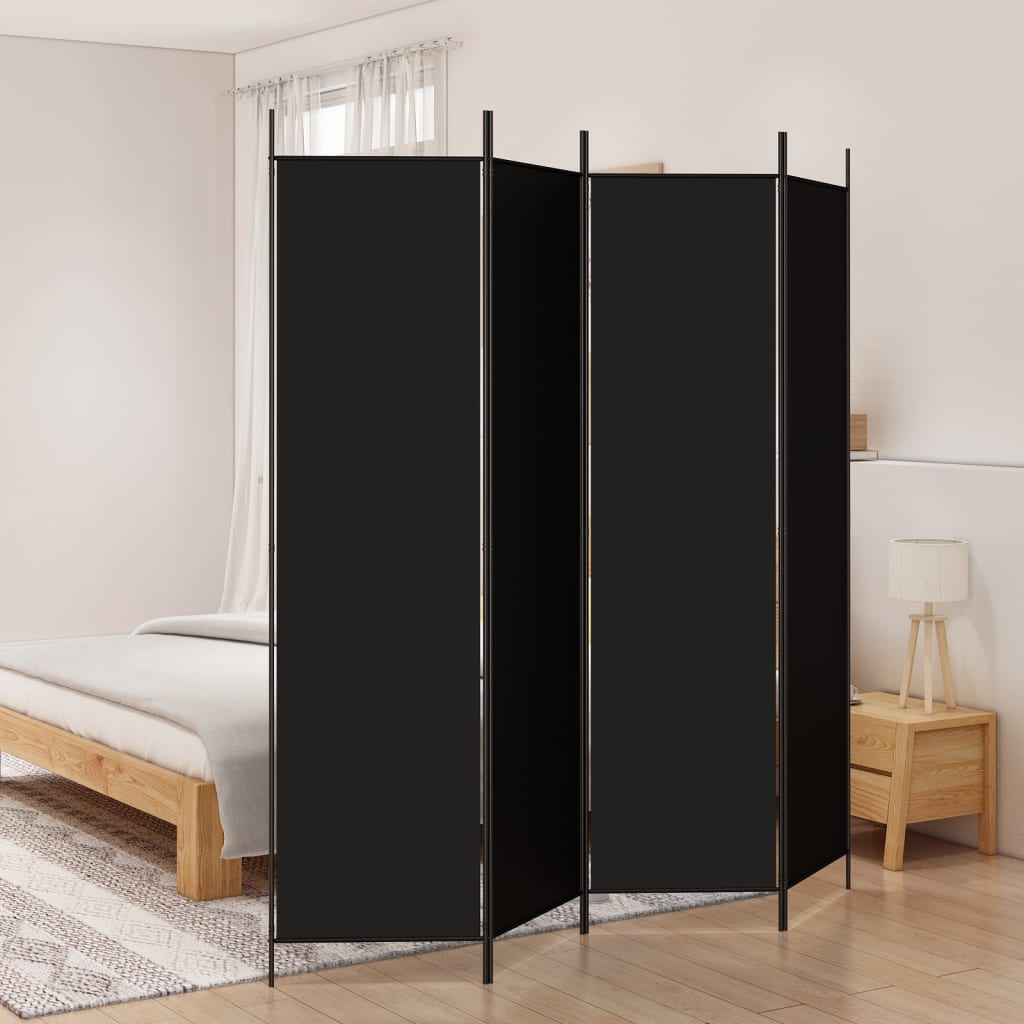 4-Panel Room Divider Black 200x200 cm Fabric - Tyrell & Tyrell